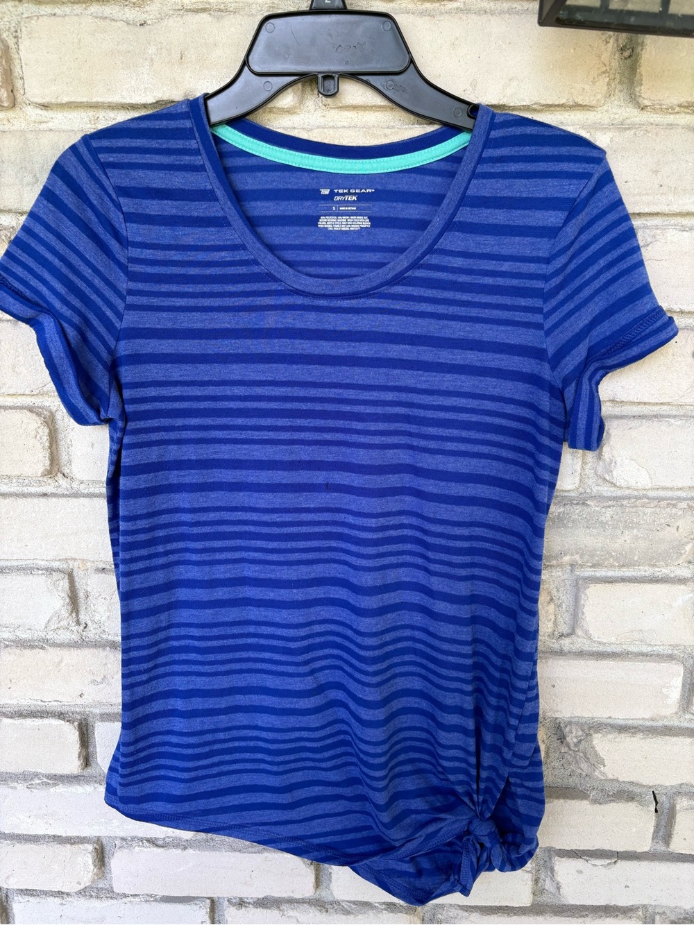 tek gear dry tek Blue Striped Short Sleeve Tee with Side Tie